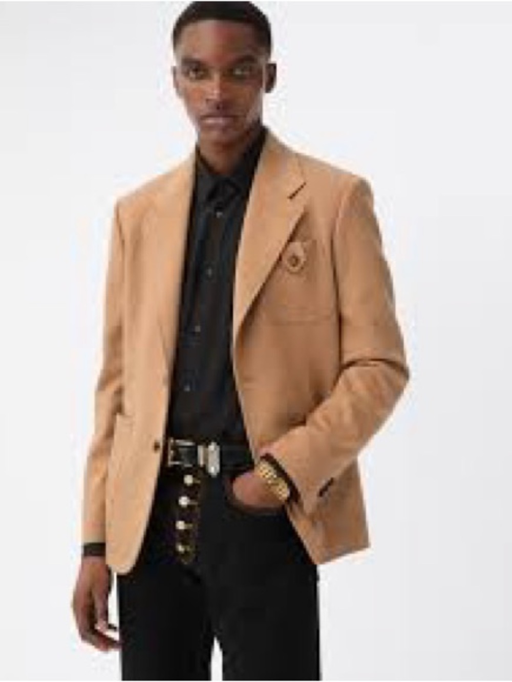 Men's Single-Breasted Tan Sport Coat - Classic Lapel Blazer